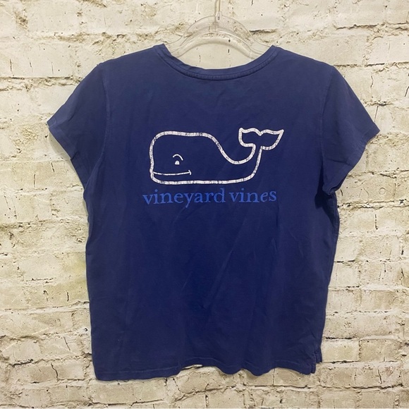 Vineyard Vines Blue Garment Dyed Vintage Whale Pocket T Shirt - Picture 3 of 5